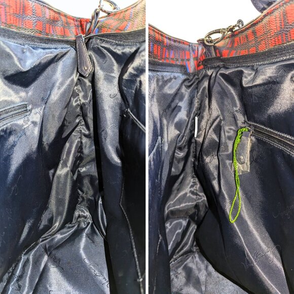 Vera Bradley Large Tassel Tote Blue & Red Coated Canvas 2 Way Crossbody - Picture 9 of 10